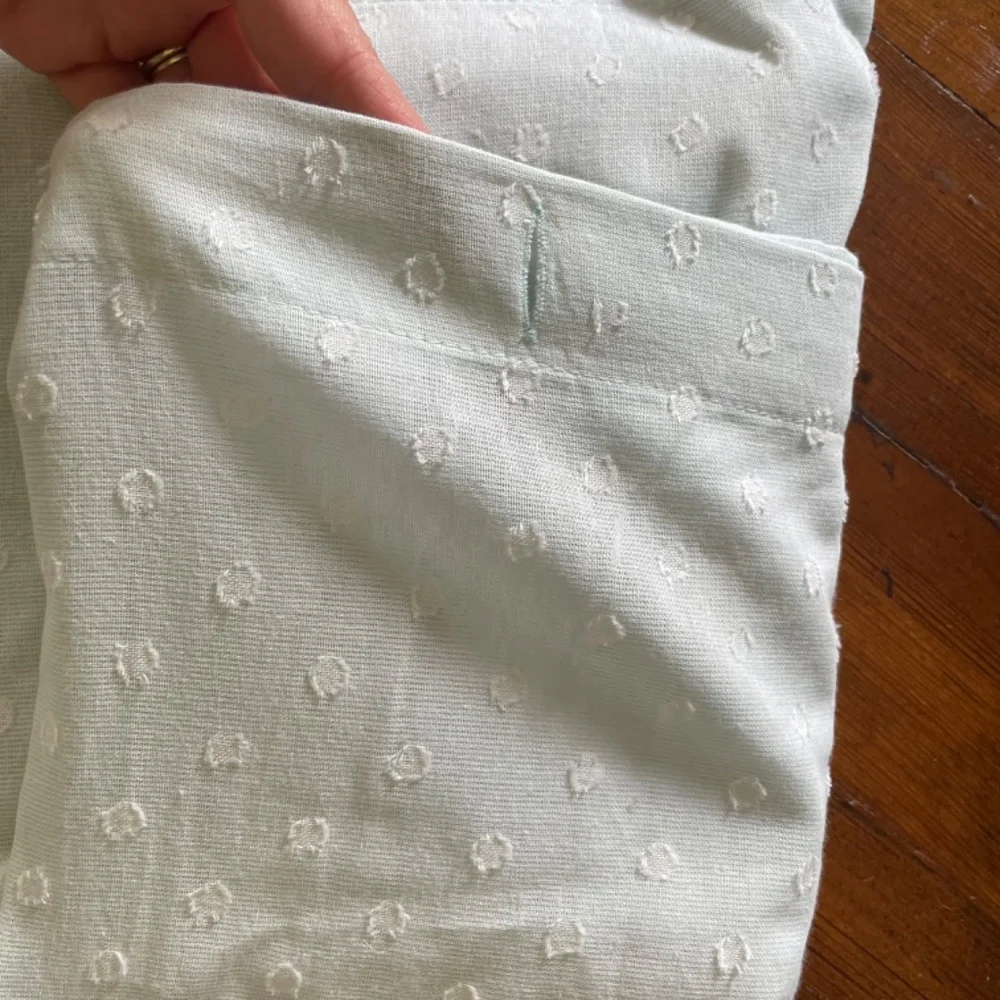 100% cotton Pale light blue polka dot window or shower curtain
